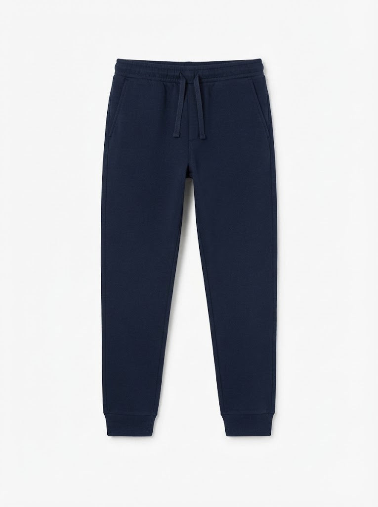 Boys' Casual Cotton Solid Jogger Pants – Navy Blue