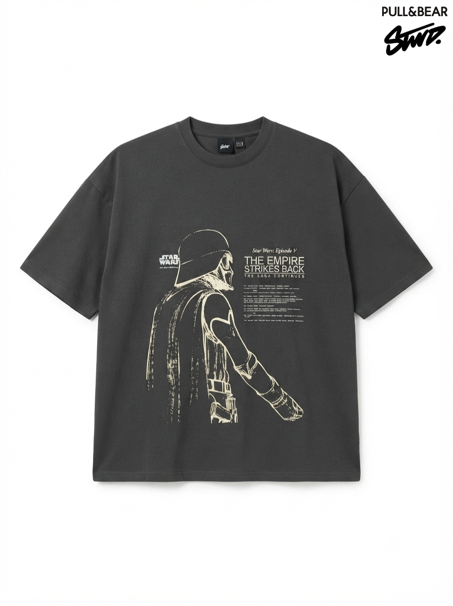 Pull & Bear Star Wars Darth Vader Drop Shoulder Over Sized T-shirt