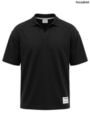 Pull & Bear Men's Over-Sized Notch-Neck Polo Shirt
