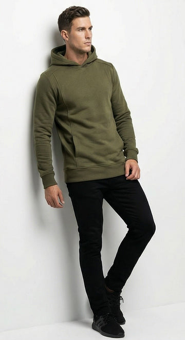 LEFTIES Mens Basic Pleated Hoodie