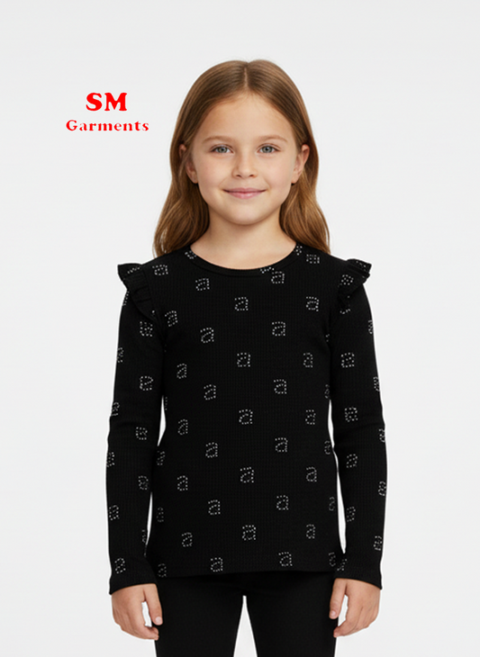 girls black Full Sleeved t-shirt