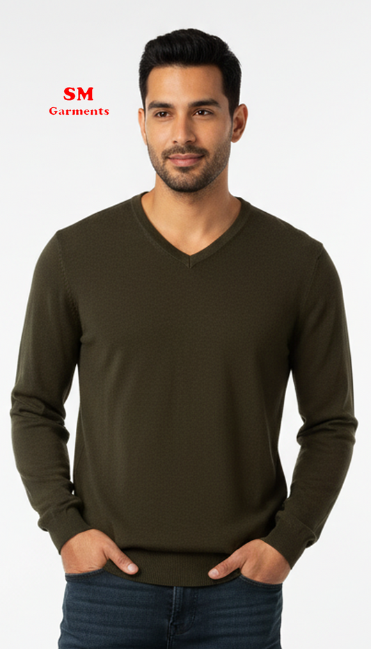 JACK&JONES V Neck Green Sweater
