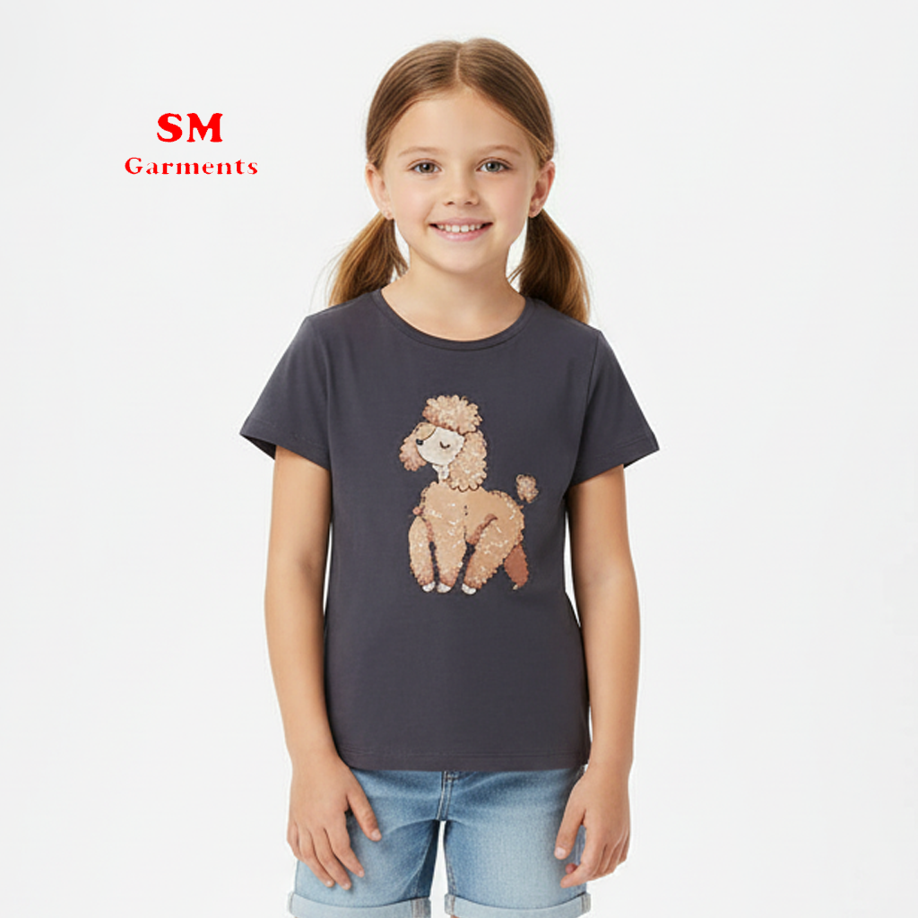 DARK GREY POODLES PRINTED T-SHIRT