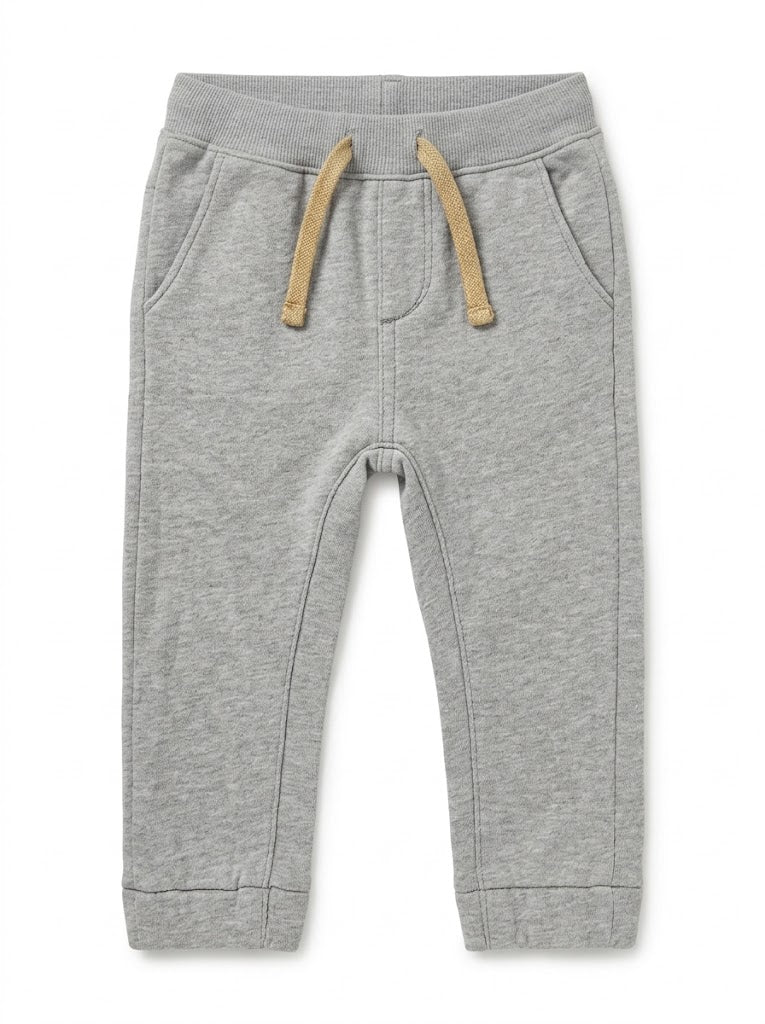 Boys BRANDED ' Heather Grey Fleece Jogger Sweatpants with Tan Drawstring| SM GARMENTS