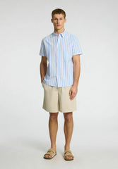 Selected Hommes Linen Men Shirt - Iceberg Green Stripesstripess