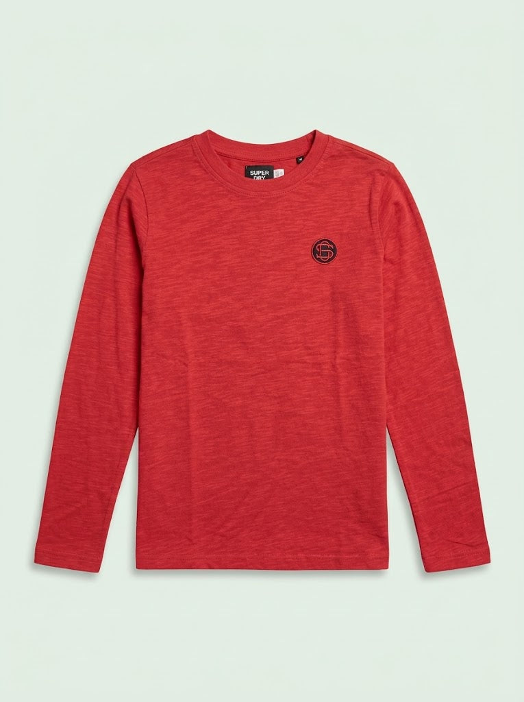 Boys' Casual Cotton Long-Sleeve T-Shirt – Red