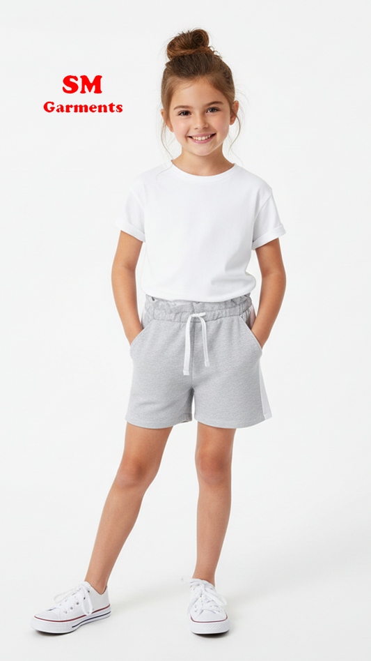 Girls Cotton Drawstring Waist Shorts