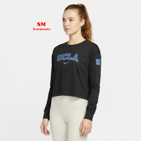 Black UCLA Cropped Long Sleeve Logo T-Shirt