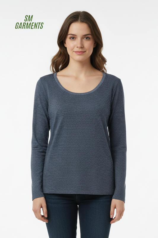 THE BASICS WOMENS STRIPED FULL SLEEVE T SHIRT