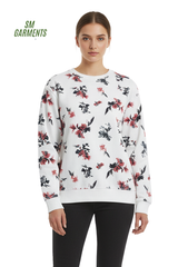 MNS WOMENS Elegant Floral Print Crewneck Sweatshirt