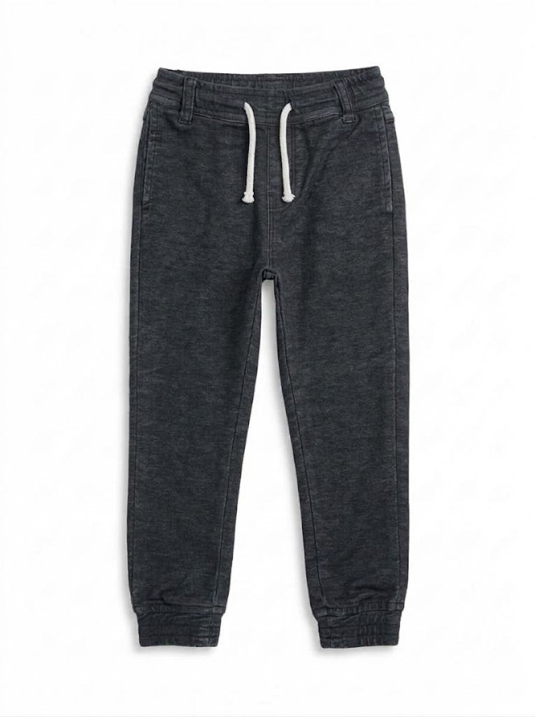 Denim Boys Dark Charcoal Wash Fleece Drawstring Jogger Trousers| SM GARMENTS