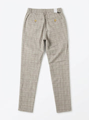 BRANDED Men's Brown Checkered Casual Trousers with Drawstring Waist