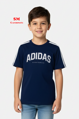 ADI Navy Blue With Print Kids Cotton T Shirt