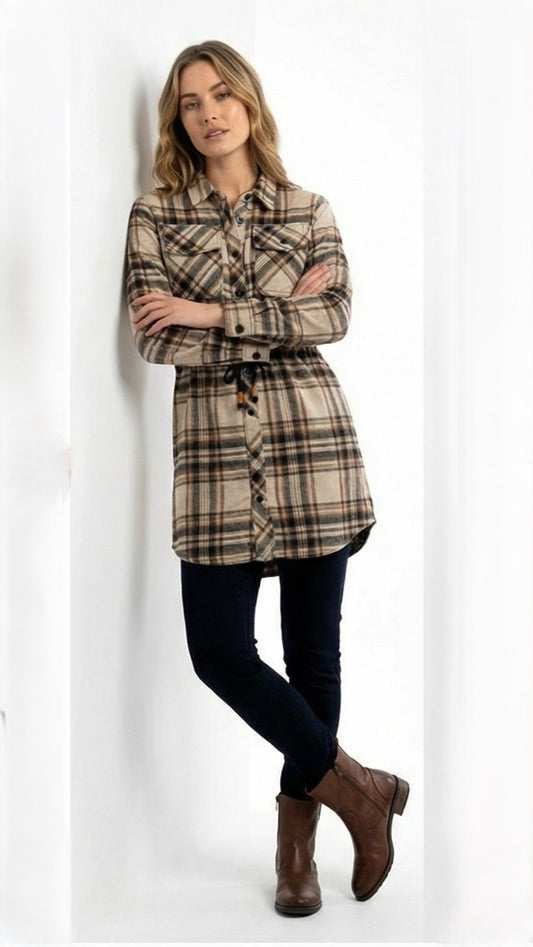 PERSIVAL Womens Knee Length Shirt With Drawstring (Winter Shirt)