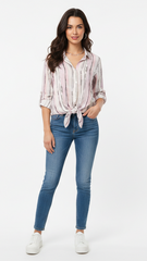 ESMARA Women Striped Casual Shirt With Tie Up Detail