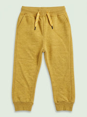 Boys Mustard Yellow Heather Casual Jogger Pants with Drawstring Waist