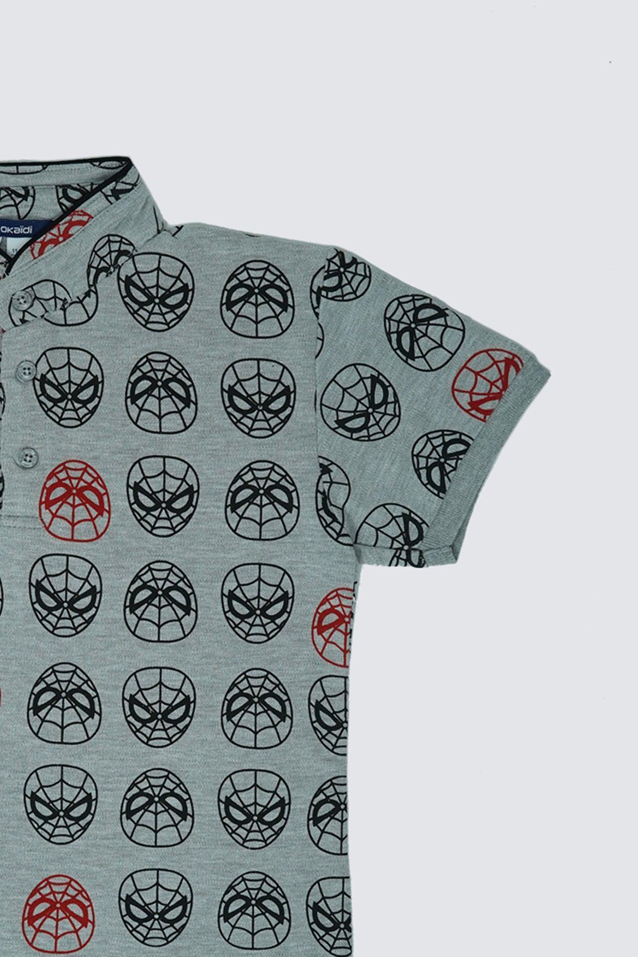 OKAIDI ALL OVER SPIDER MAN FACE PRINT T-SHIRT