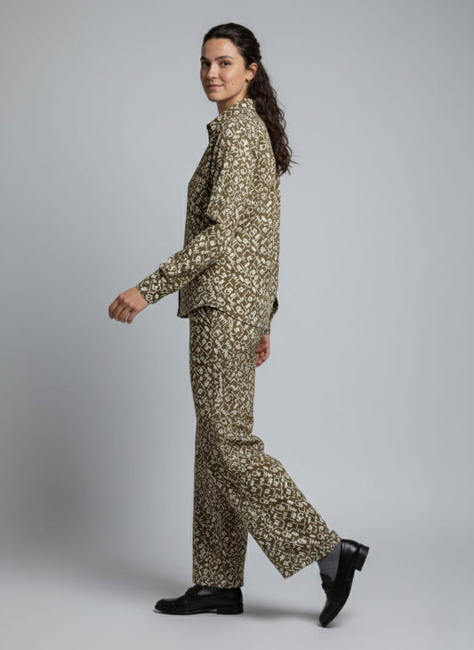 Womens Printed Top and Wide-Leg Pants Co-ord Set