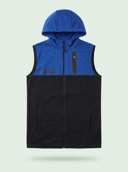 Boys BRANDED Hooded Vest with Pockets' Blue and Black Colorblock