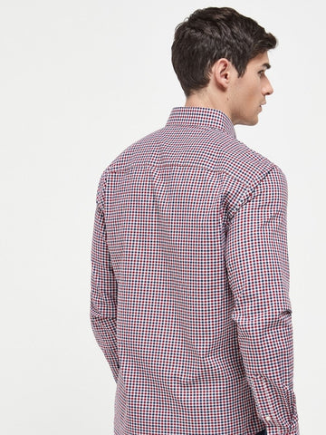 NXT Red Gingham Easy Iron Button Down Oxford Shirt