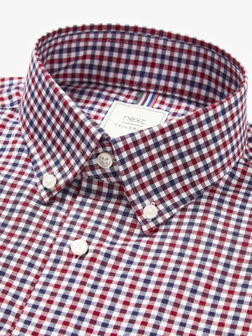 NXT Red Gingham Easy Iron Button Down Oxford Shirt