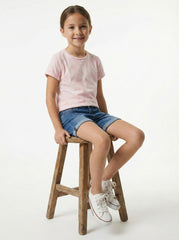 NAME IT Girls Acid Pink With Stone Detailed Tee