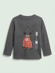 Boys' Casual Cotton Character Graphic Long-Sleeve T-Shirt – Charcoal Gray