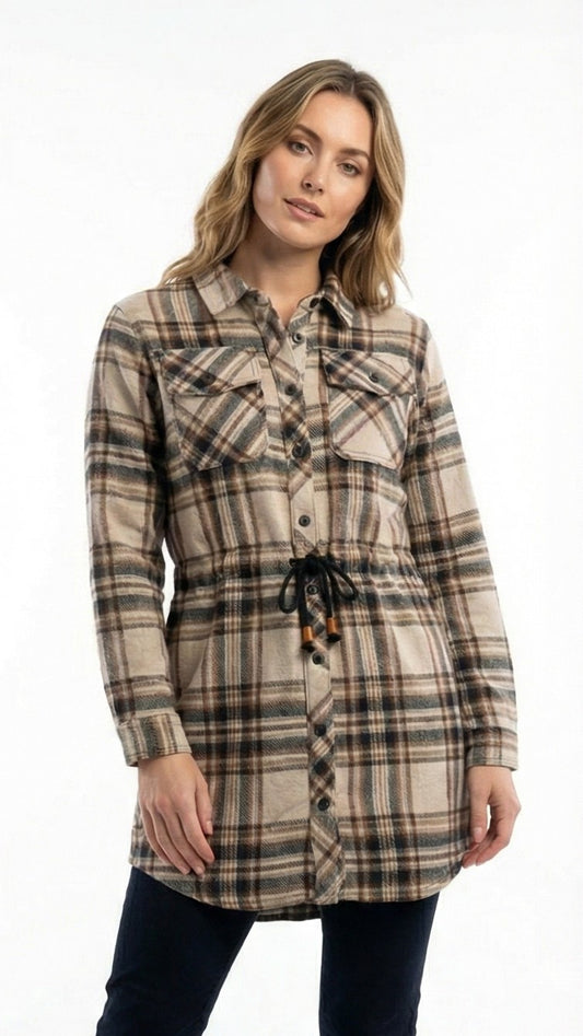 PERSIVAL Womens Knee Length Shirt With Drawstring (Winter Shirt)