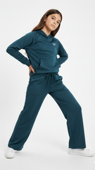 REEBOK GIRLS Logo Hoodie and Flared Trouser Suit