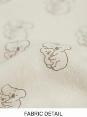 Boys Cream All-Over Koala Print Casual Jogger Pants with Drawstring Waist