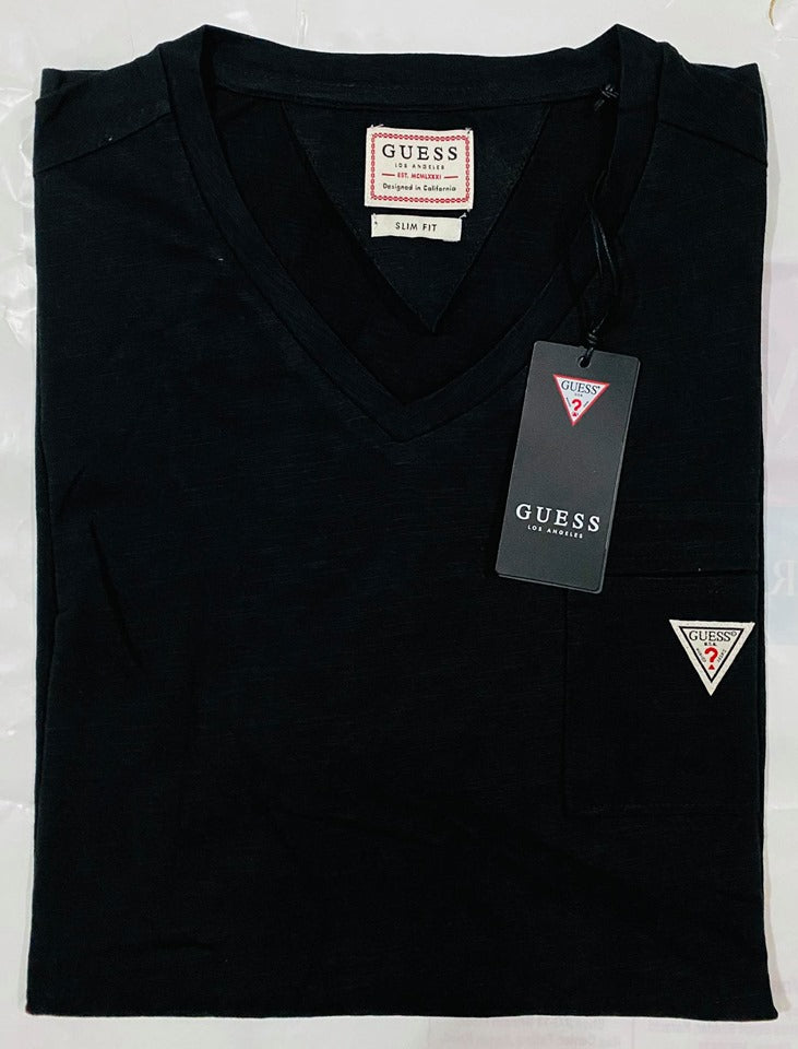 GUESS FRONT POCKET T-SHIRT WITH TRIANGLE LOGO