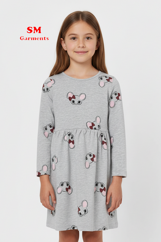 GIRLS FULL SLEEVES Patterned Jersey Dress