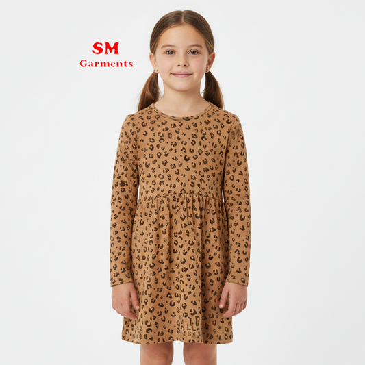 LIGHT BROWN LEOPARD PRINTED DRESS
