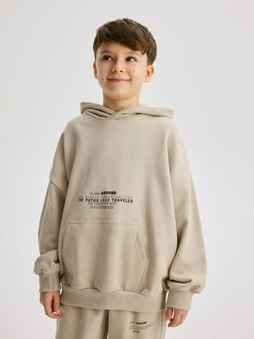 LEFTIES BOYS BIEGE PRINTED SWEATSHIRT AND SWEATPANTS COTTON SET