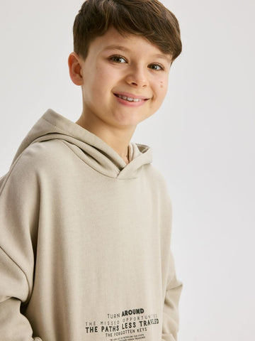 LEFTIES BOYS BIEGE PRINTED SWEATSHIRT AND SWEATPANTS COTTON SET