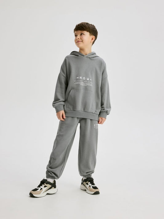 LEFTIES BOYS DARK GREY PRINTED SWEATSHIRT AND SWEATPANTS COTTON SET