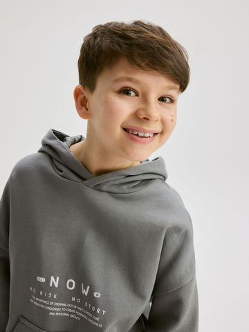 LEFTIES BOYS DARK GREY PRINTED SWEATSHIRT AND SWEATPANTS COTTON SET