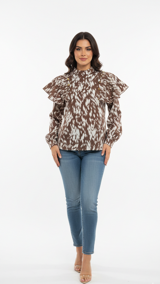 UOMOLILAI WOMEN FANCY PRINTED TOP