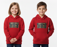 ROAD WEAR Kids Red Printed Hoodie – “Emotions” Graphic