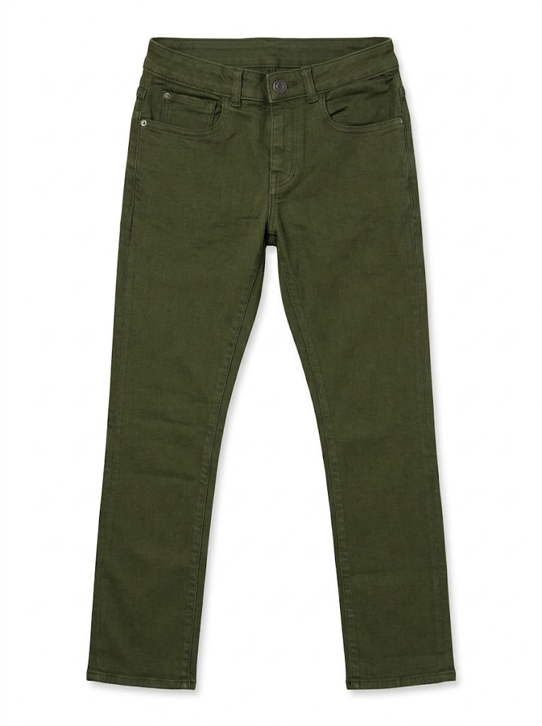 Boys BRANDED' Dark Olive Green Slim Fit Stretch Denim Pants| SM GARMENTS