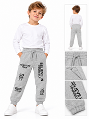 Boys' Casual Cotton-Blend Fleece Graphic Joggers – Light Gray Heather