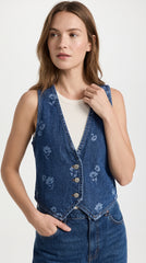 HIGH SPIRITS Women's Floral Denim waistcoat