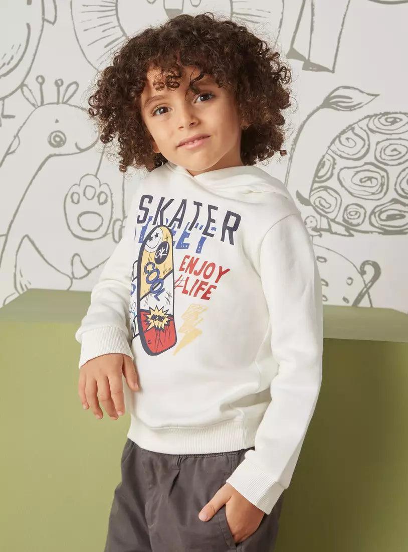 MAX FASHION Skater Print Hooded Sweatshirt