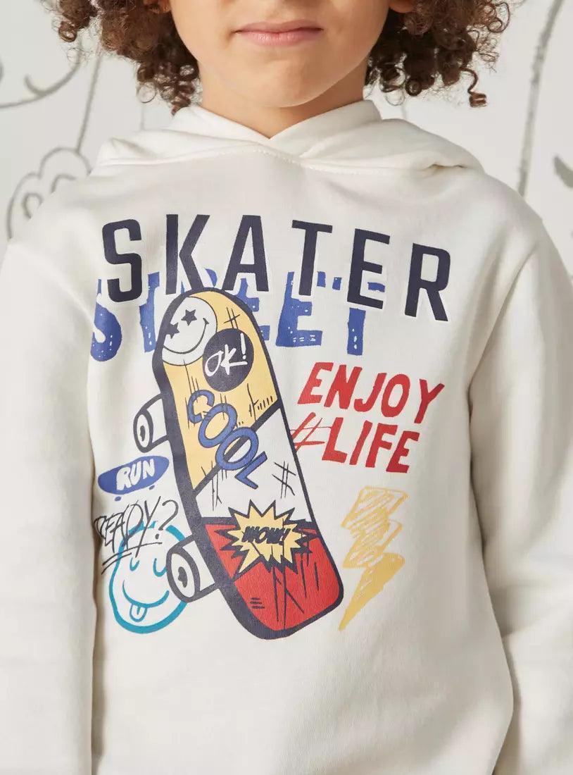 MAX FASHION Skater Print Hooded Sweatshirt