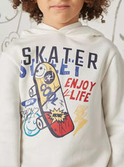 MAX FASHION Skater Print Hooded Sweatshirt