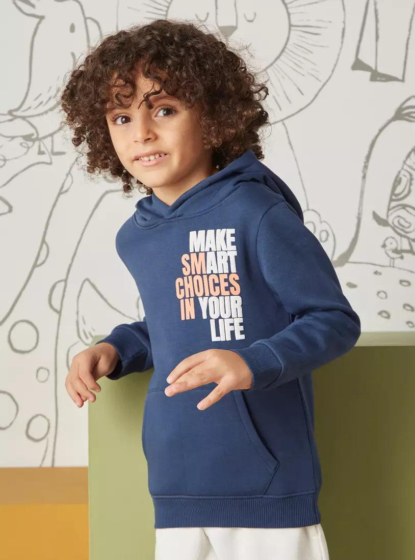 MAX FASHION Slogan Hooded Sweatshirt