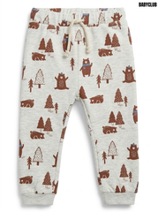Baby Club Boys Grey Heather Winter Bear & Pine Tree Print Drawstring Fleece Jogger Pants| SM GARMENTS