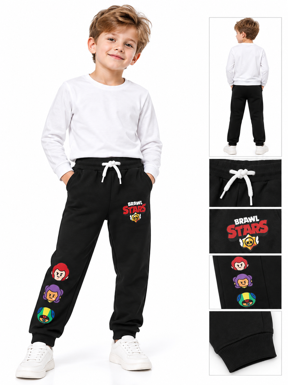 BRANDED Boys Black Brawl Stars Print Joggers & Sweatpants