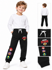 BRANDED Boys Black Brawl Stars Print Joggers & Sweatpants