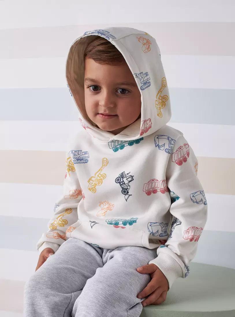 MAX FASHION Print Hoodie with Kangaroo Pocket